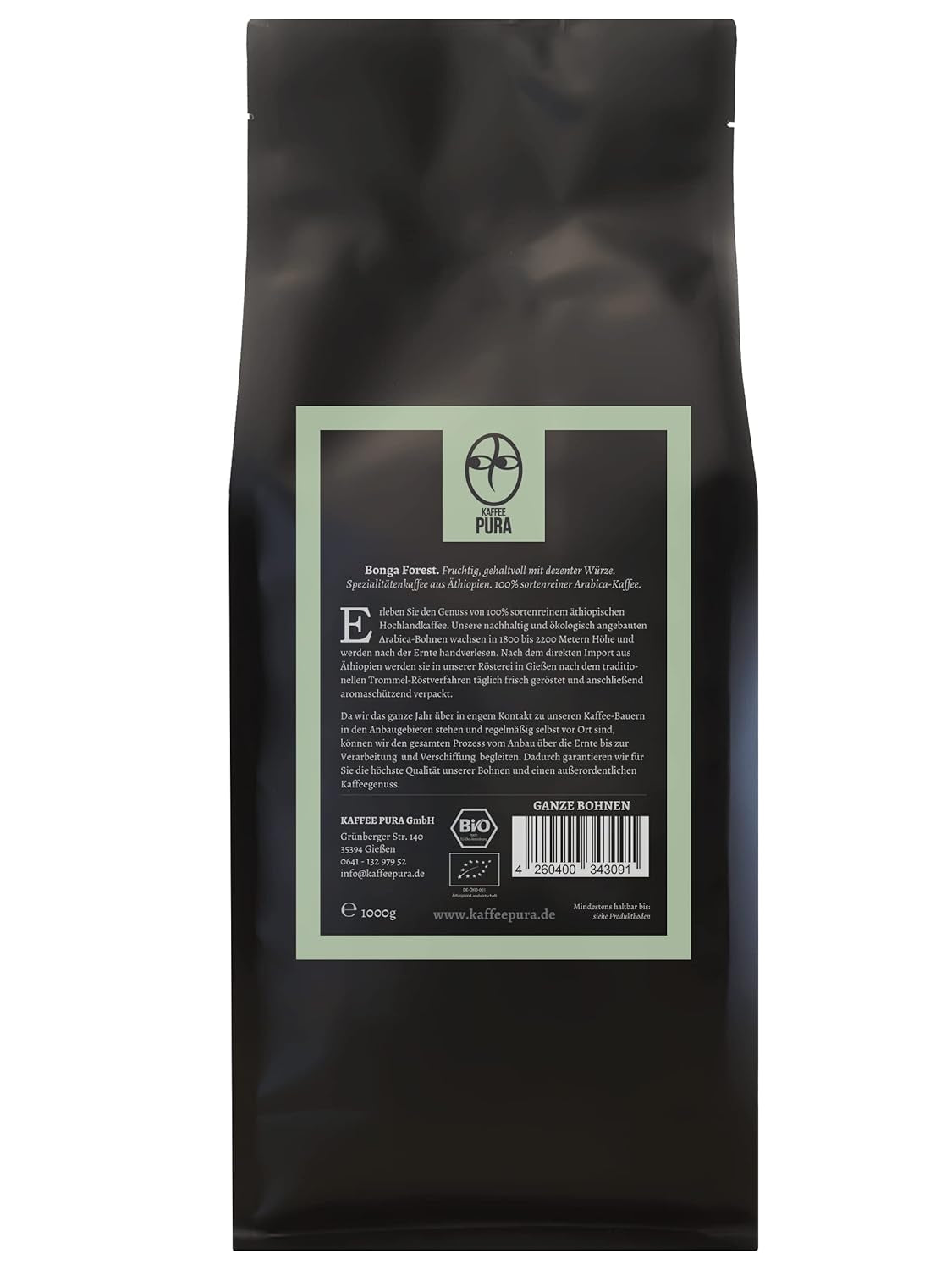 Café en grano entero orgánico Bonga Forest (1000)