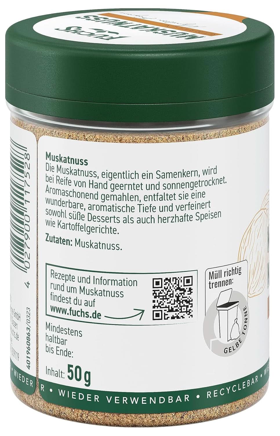 Fuchs Nuez moscada molida, 50 gramos Condimentos Naty Shop