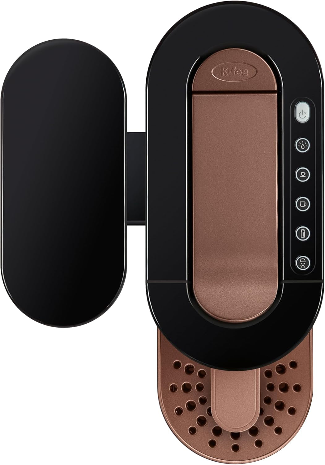 Cafetera espresso de cápsulas K-FEE TWINS II para café, té y cacao | Máquina de café espresso para tazas grandes | Calentamiento rápido | Depósito de agua de 2,3 litros | 19 barras | Negro-cobre