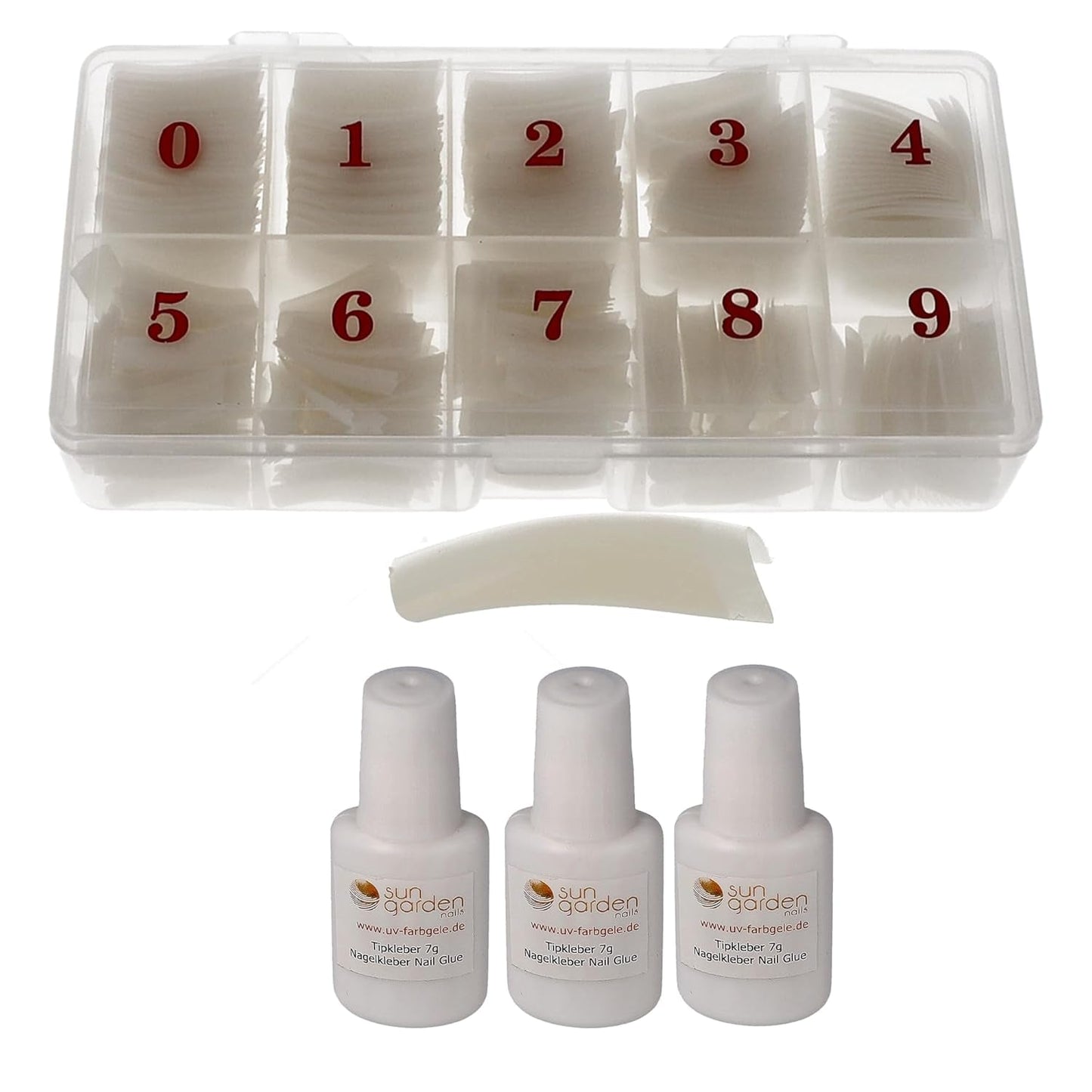 Sun Garden Nails Tipbox 500 puntas incl. 3 Consejos Consejos De Pegamento Consejos De Uñas Pegamento - Modelado De Uñas