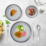 Juego de cubiertos de melamina, 24 piezas, juego de platos para acampar para 4 personas, cubiertos para exteriores e interiores