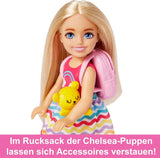 Muñeca Barbie Chelsea y accesorios, juego de viaje para cachorros de 6 piezas que incluye jaula para perros HJY17