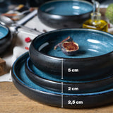 Moritz & Moritz SOLID Vajilla de gres para 6 personas, 18 piezas - Vajilla para 6 personas, compuesta por 6 platos llanos, 6 guarniciones y 6 platos llanos