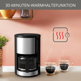 Krups KM3210 Pro Aroma Plus Cafetera espresso, 10 tazas, 1,25 L, Mantiene caliente 30 minutos, Ventana visible de nivel de agua, Sistema antigoteo, Negra con aplicaciones de acero inoxidable