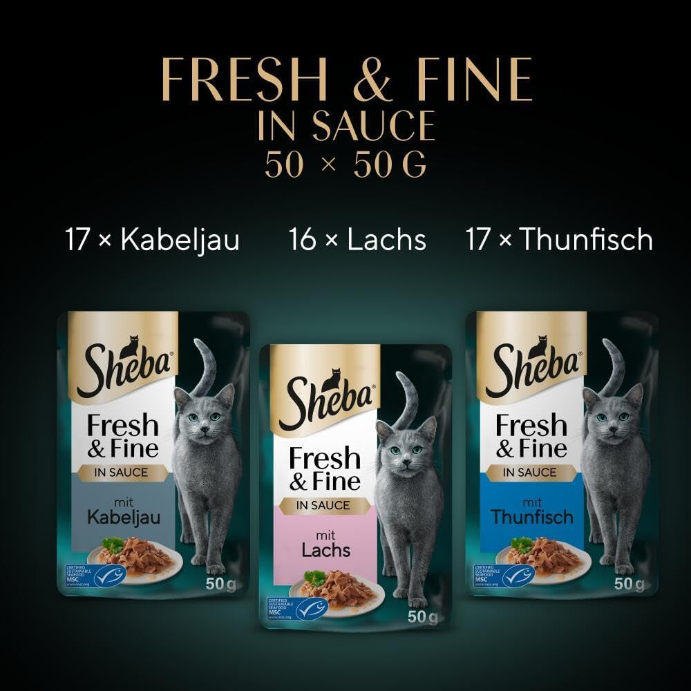 Sheba CATCARE Bolsa Wet Fresh & FINE (Pescado) Trozos en salsa Adulto 50g Multipack Estándar