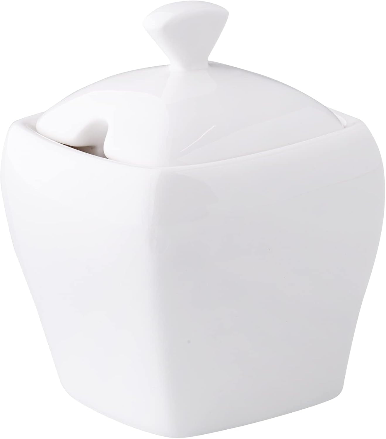 AMBITION Tetera con tapa 120 ml Plato de porcelana de diseño ondulado con hueco para cuchara Apto para lavavajillas y microondas