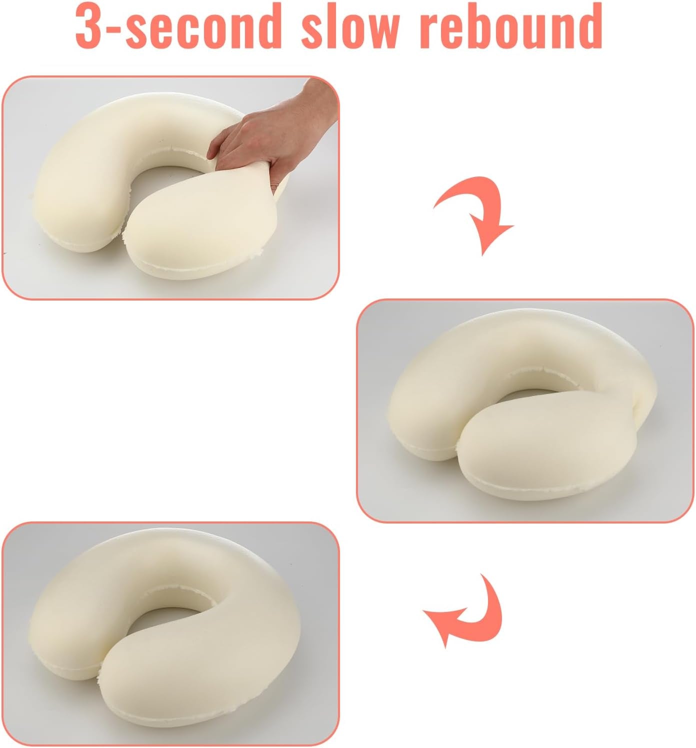Litimkat Almohada para el cuello para niños, almohada portátil para el cuello, almohada de viaje, almohada de espuma viscoelástica en forma de U, almohada de viaje, avión, coche, tren, oficina, hogar, lindo patrón de animales, funda de almohada desmontable (rosa) Almohadas ortopédicas cervicales Naty Shop
