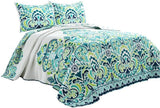 Lush Decor Colcha Clara, algodón, turquesa y mandarina, Edredones y edredones Full/Queen Naty Shop Azul/verde King size