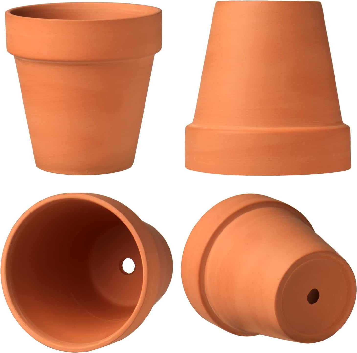 Hollyone Juego de 8 maceteros pequeños de terracota, maceteros redondos de arcilla de 8 x 8 cm con plato y orificio de drenaje, maceteros pequeños con bandeja, maceteros suculentos de terracota para plantas de interior, maceteros de cerámica
