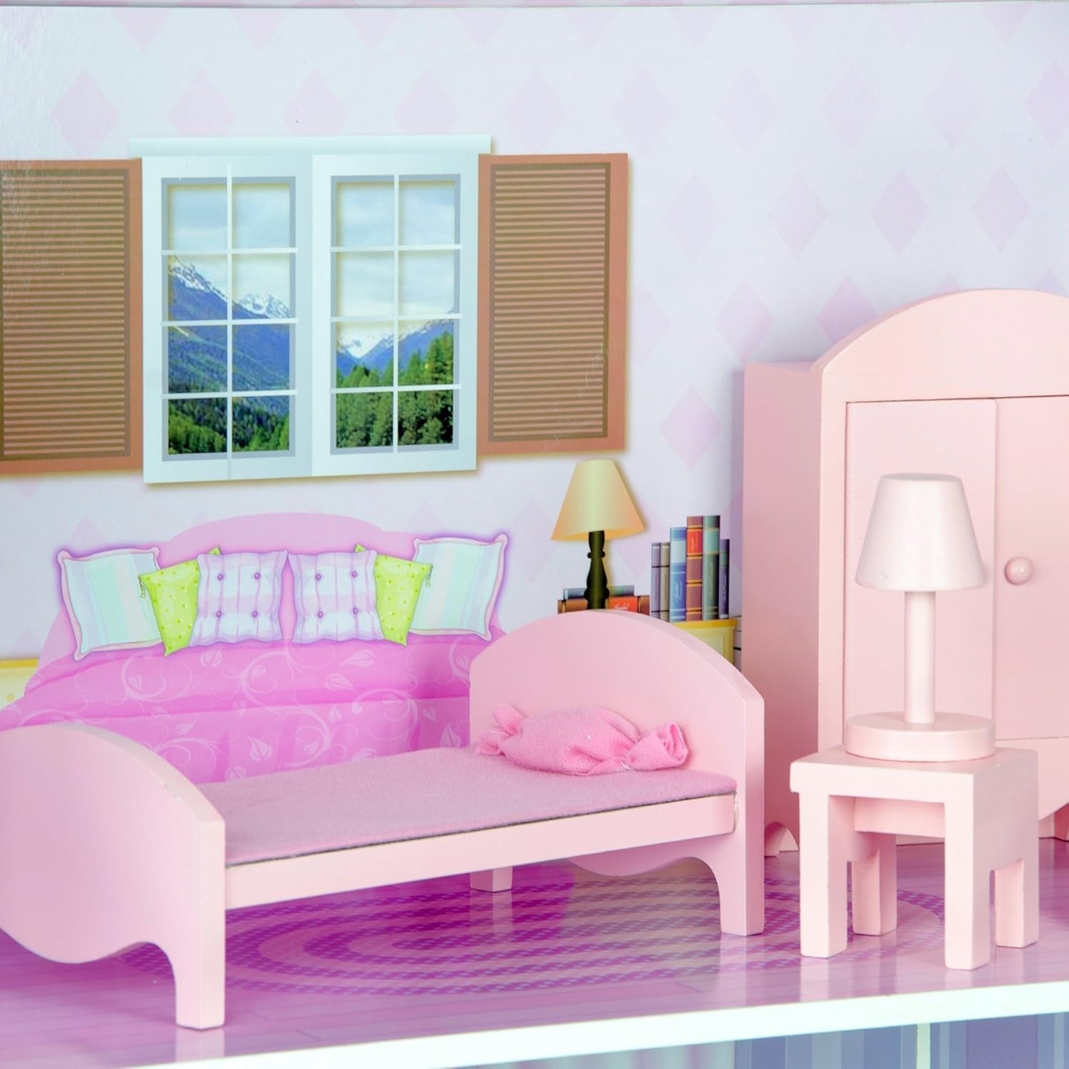 Olivia's Small World Casa de Muñecas Gigante, Casa de Muñecas Grande de Madera con Muebles y Accesorios, Casa de Muñecas de 3 Pisos para Niños, Casa de Muñecas para Muñecas de 12", 3 Años + Casas de Muñecas Naty Shop
