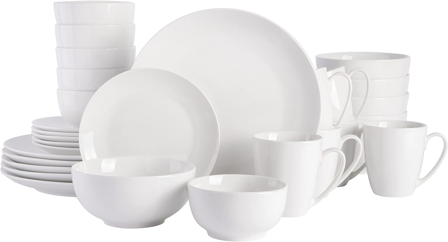 Zen Buffet Vajilla de Porcelana, Servicio para 6 (30 Piezas), Blanco (Tazas)