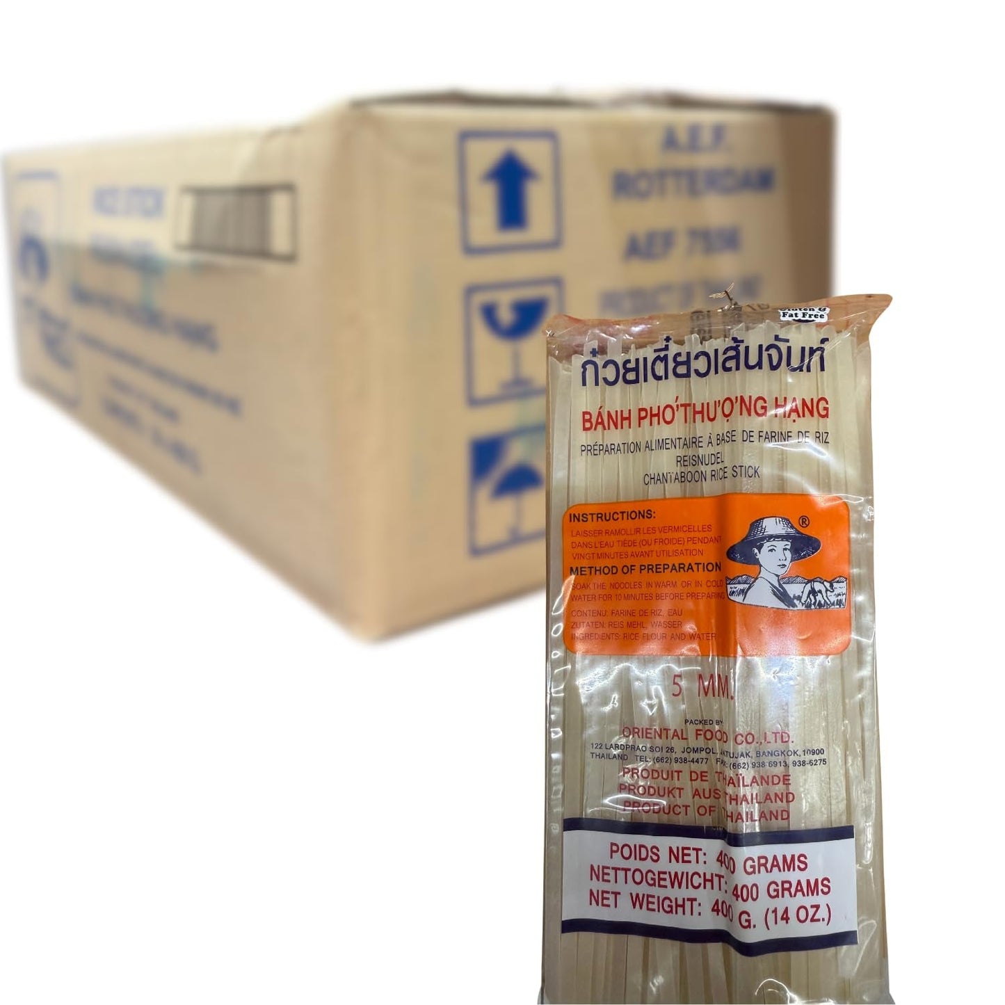 - Fideos de arroz (derecha) 5 mm, (1 x 400 g)