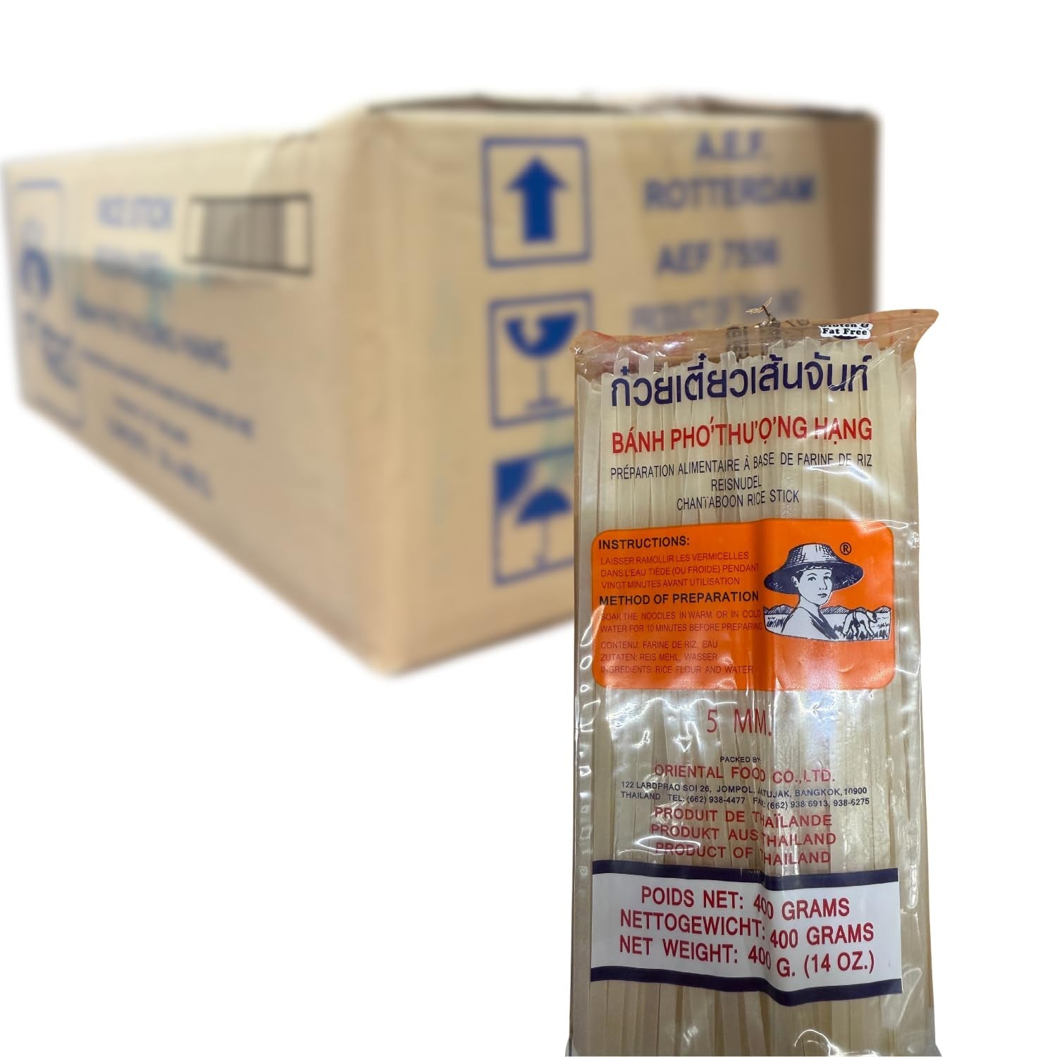 - Fideos de arroz (derecha) 5 mm, (1 x 400 g)