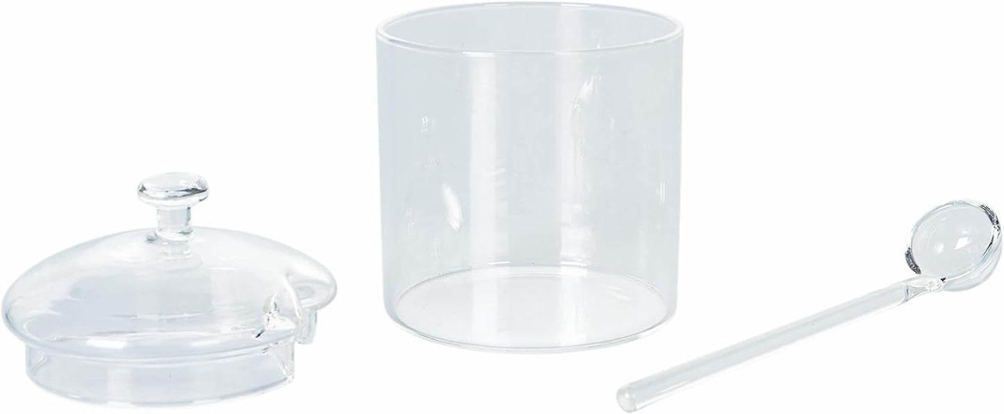 Tarro de vidrio borosilicato transparente de 300 ml con tapa y cuchara Good Morning