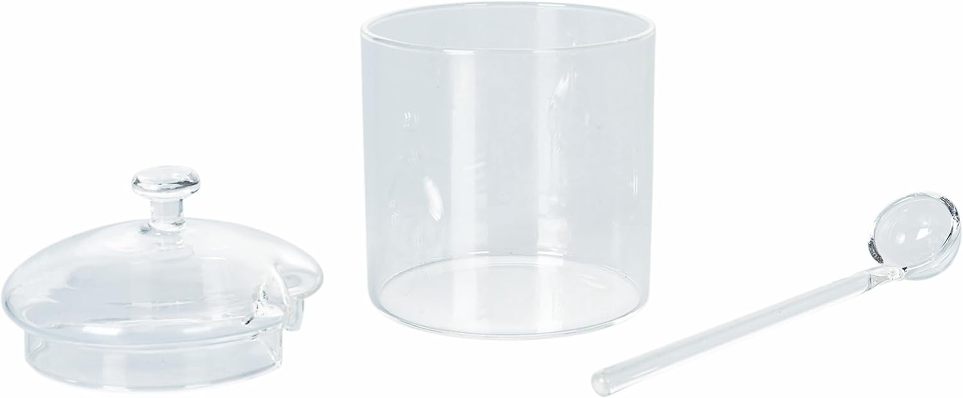 Tarro de vidrio borosilicato transparente de 300 ml con tapa y cuchara Good Morning