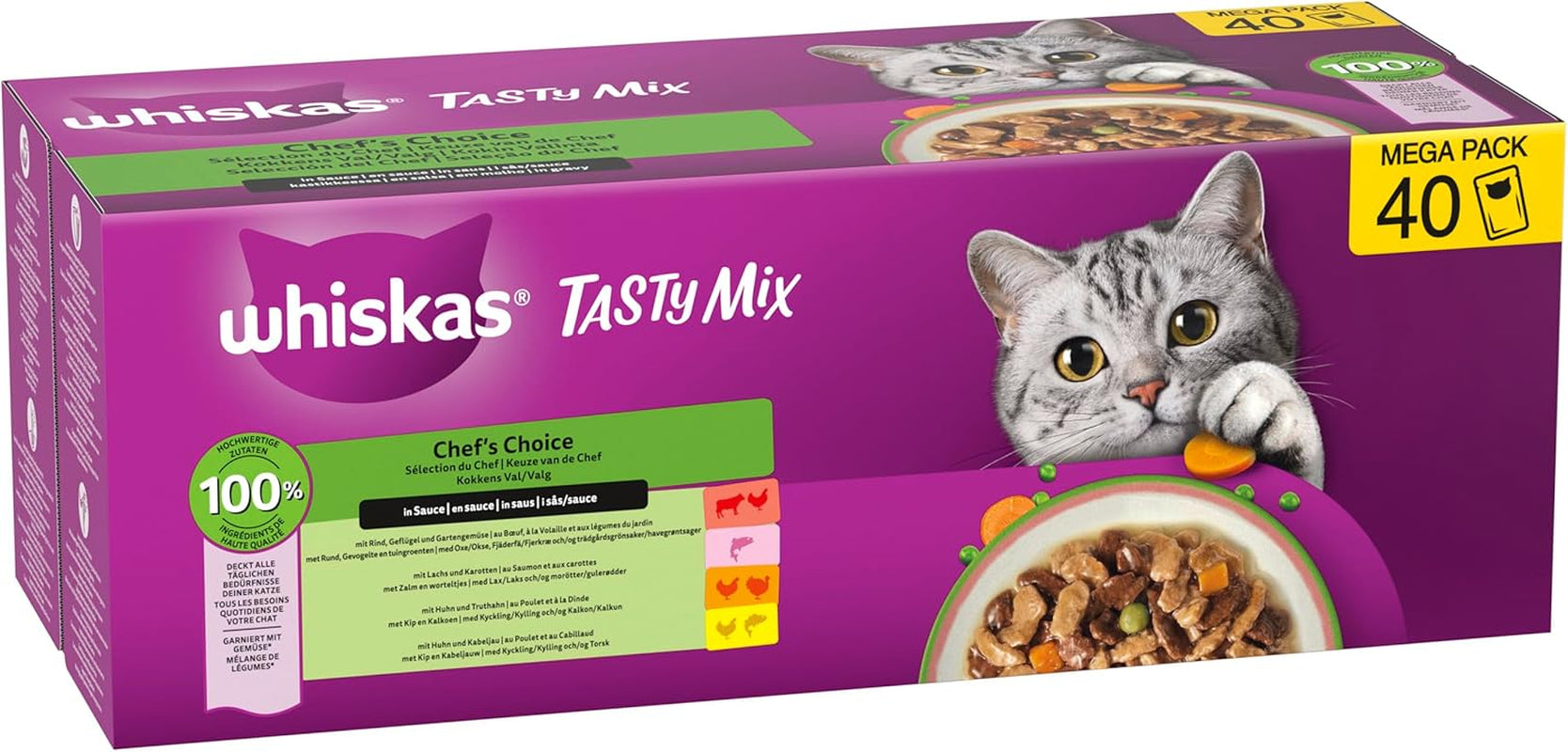 WHISKAS TASTY MIX Nassfutter en salsa para Katzen 40 x 85 g Elección del chef
