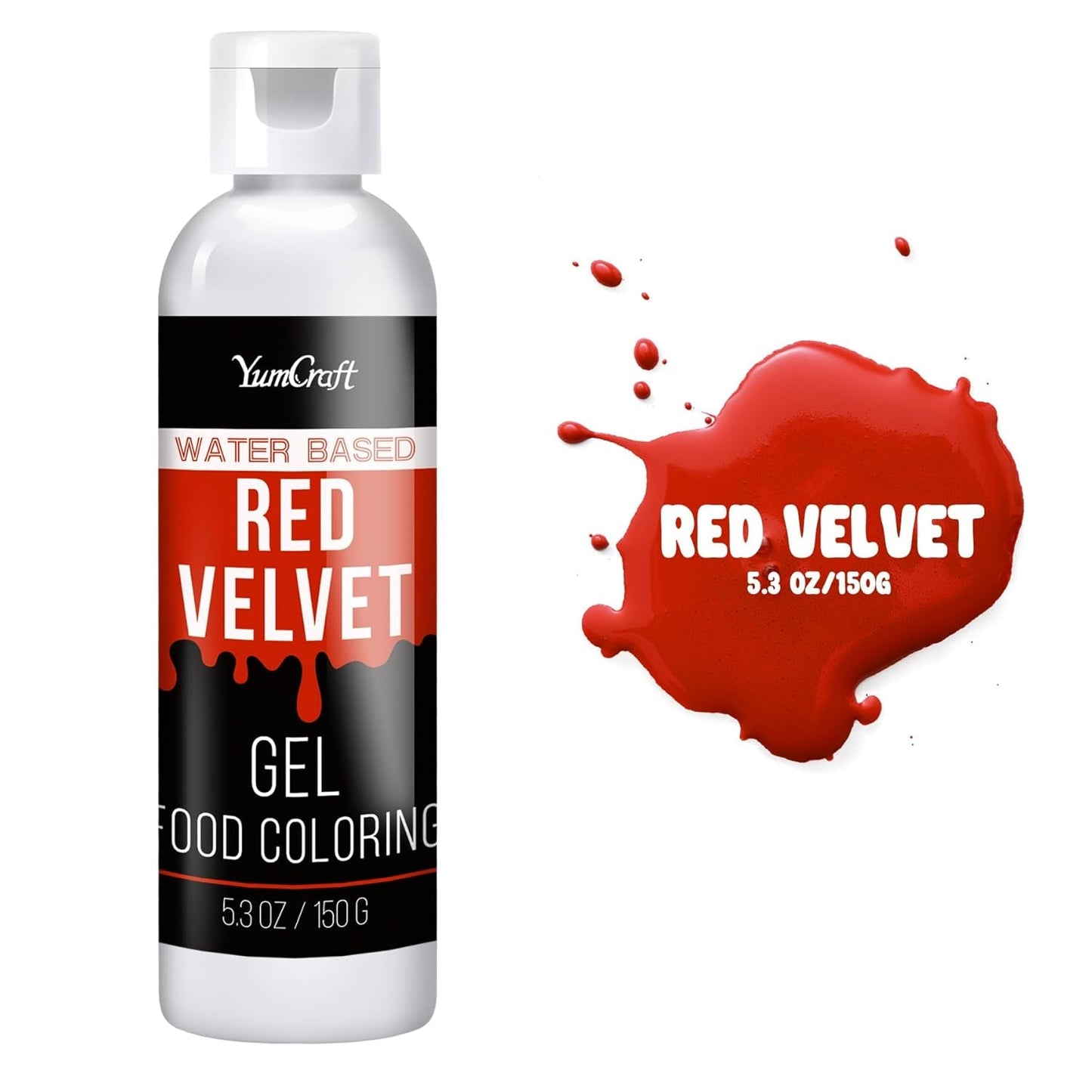 Color alimentario en gel – Color alimentario en gel altamente concentrado para pasteles, hornear, huevos de Pascua, bebidas – Color alimentario sin azúcar para fondant, glaseado, limo, decoración de pasteles (terciopelo rojo, 150 g)