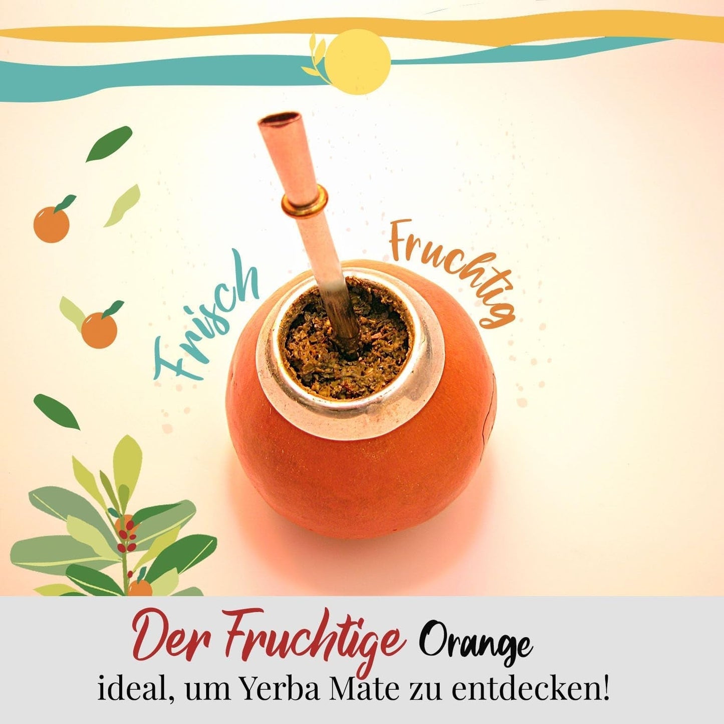 ORIGEENS BIO YERBA MATE con naranjas 200 G - Té frutal I Té de Yerba Mate orgánico sin tostar, sin tallos ni polvo I Bebida energizante y desintoxicante