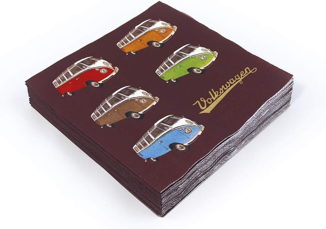 BRISA VW Collection - Servilletas de mesa Volkswagen T1 Bus (Rayas Samba/Rojo/3 capas)
