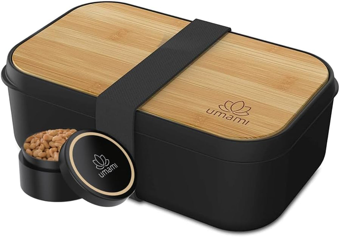 Umami Fiambrera para Adultos, Fiambrera Bento Apilable a Prueba de Fugas con 4 Cubiertos y Compartimentos, Fiambrera para Adultos, Recipiente para Ensalada para Llevar, Fiambrera para Picnic/Oficina, Gris Carbón, 1500ml