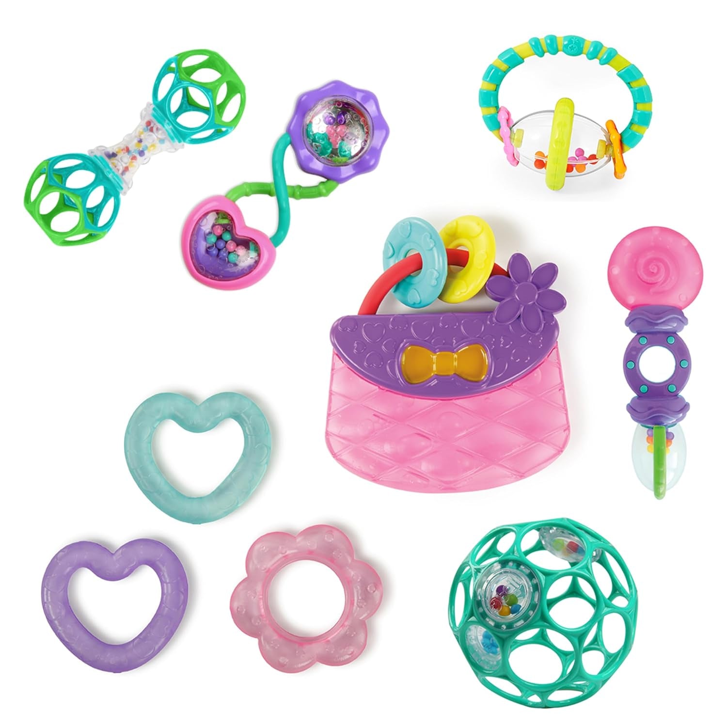 Bright Starts Little Shakers Set de regalo de 6 piezas - Sonajeros y mordedores para bebés Sin BPA Fácil de atrapar Unisex Recién nacido+