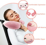 Litimkat Almohada para el cuello para niños, almohada portátil para el cuello, almohada de viaje, almohada de espuma viscoelástica en forma de U, almohada de viaje, avión, coche, tren, oficina, hogar, lindo patrón de animales, funda de almohada desmontable (rosa) Almohadas ortopédicas cervicales Naty Shop