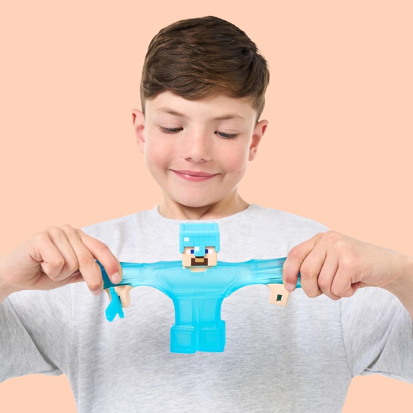 Heroes of Goo Jit Zu - Figura expandible de Minecraft - Steve con armadura y espada de diamantes, relleno pegajoso súper elástico con elemento de diamante oculto en el interior, se expande a figuras de acción de 3 tamaños Naty Shop