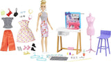 Barbie HDY90 - Muñeca de diseñador de moda (30,40 cm) y estudio, más de 25 accesorios de diseño y moda, escritorio de diseño, silla, máquina de coser, muestras textiles, maniquí y más, juguete para mayores de 3 años