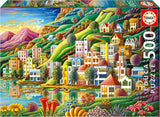 Educa - Puzzle 500 piezas para adultos | Pueblo colorido junto al lago Puzzle de 500 piezas para adultos y niños a partir de 11 años, puzzle de paisajes, ilustración (19552) Puzzle Naty Shop Título predeterminado