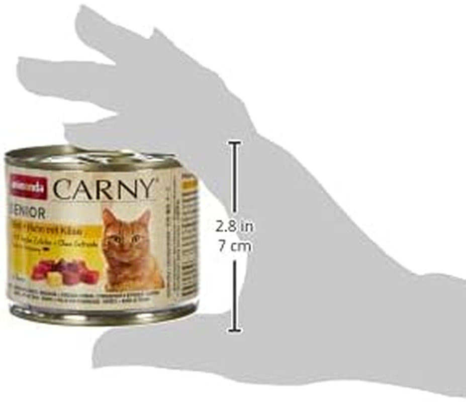 Animonda Carny Senior Comida húmeda para gatos con ternera + pollo + queso (6 x 200g), comida húmeda sin cereales y sin azúcar para gatos a partir de 7 años, con ingredientes frescos y cárnicos