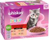 Whiskas Junior Classic Selection Comida húmeda para gatos en salsa, 48 sobres, 12 x 85 g (paquete de 4) - Comida húmeda de alta calidad para gatos en crecimiento, de 2 a 12 meses