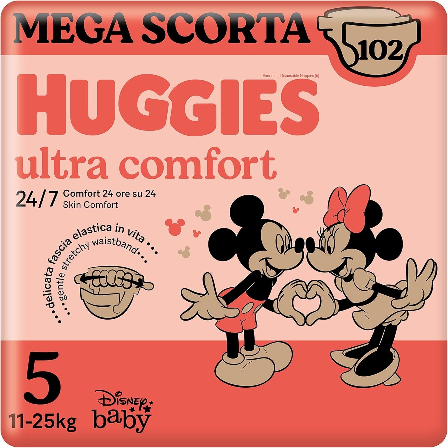 Pañales Huggies Ultra Comfort, talla 4 (7-18 kg), diseño Disney, paquete económico, 150 piezas