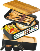 Umami Fiambrera para Adultos, Fiambrera Bento Apilable con 4 Cubiertos y Compartimentos, Fiambrera para Adultos, Contenedor de Ensalada para Llevar, Fiambrera para Picnic/Oficina, Gris Antracita, 1500ml Naty Shop Fiambreras Black Tan L - 1200 Ml