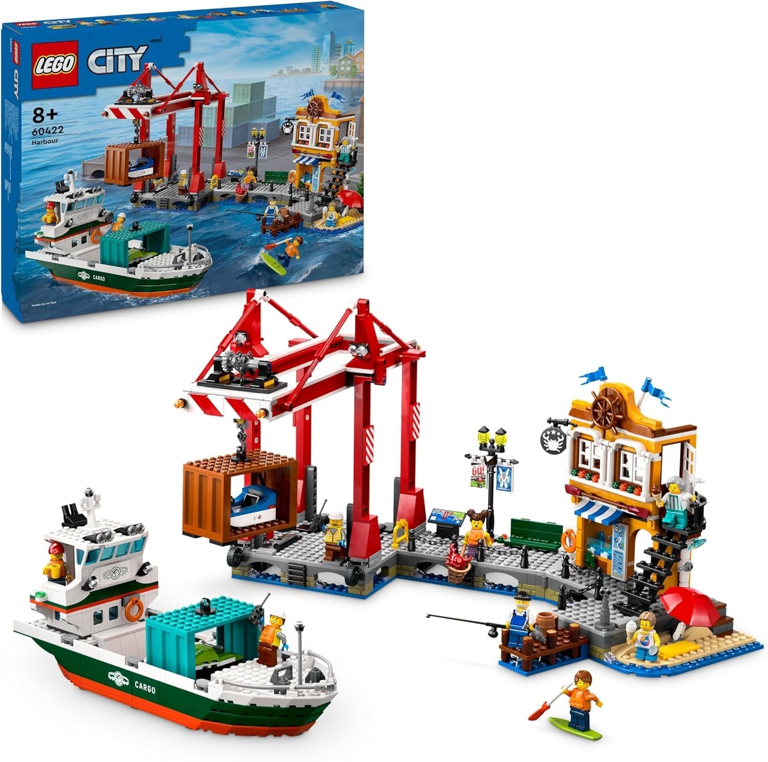 LEGO City Puerto con barco de carga, juguete de construcción para niños y niñas a partir de 8 años, idea de regalo para niños, grúa para contenedores, barco de juguete y 8 minifiguras 60422 Juegos de construcción Besuche den LEGO-Store Default title