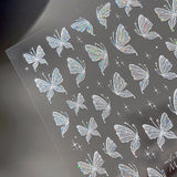 Aurora Muschel Schmetterling Nagelsticker Weiß Schmetterlinge Nail Sticker Gelee Relief Butterfly Nagelaufkleber Y2K Mariposas Nagel Sticker Nägel Nageldesign Nagel Zubehör Nail Art Stickers Nailart