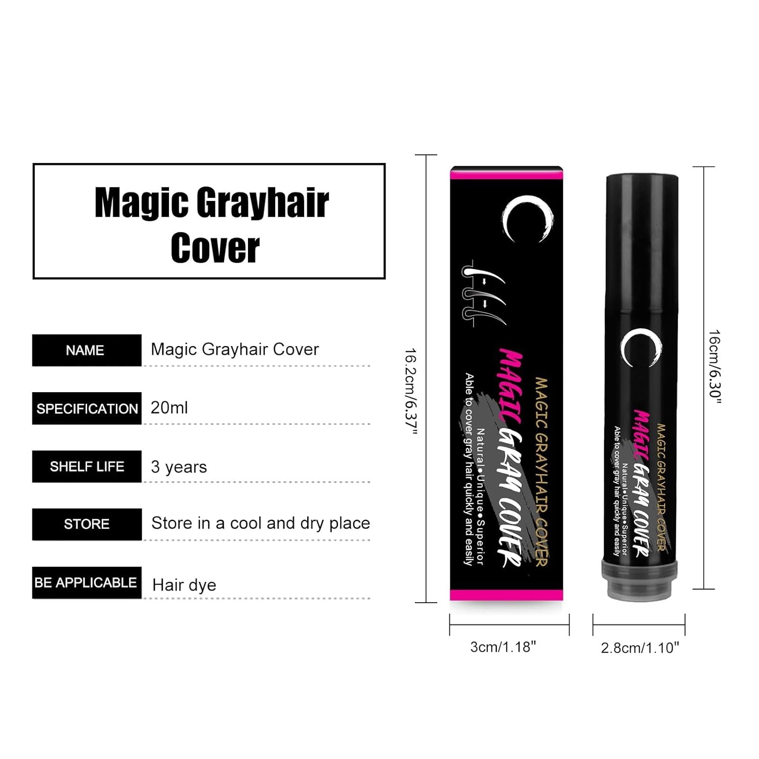 Pluma de tinte para el cabello desechable marrón negro cubierta de raíz gris instantánea Color de cabello crema lápiz en barra cubierta temporal rápida tinte para el cabello blanco Naty Shop