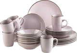 Vajilla moderna para 6 personas con borde de latón, servicio combinado en forma de taza sin borde de 24 piezas, lavanda