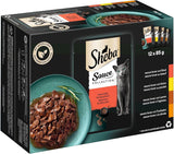 Sheba Sauce Collection Comida húmeda para gatos, sobres en porciones, paquete múltiple salado, 4x12x85g