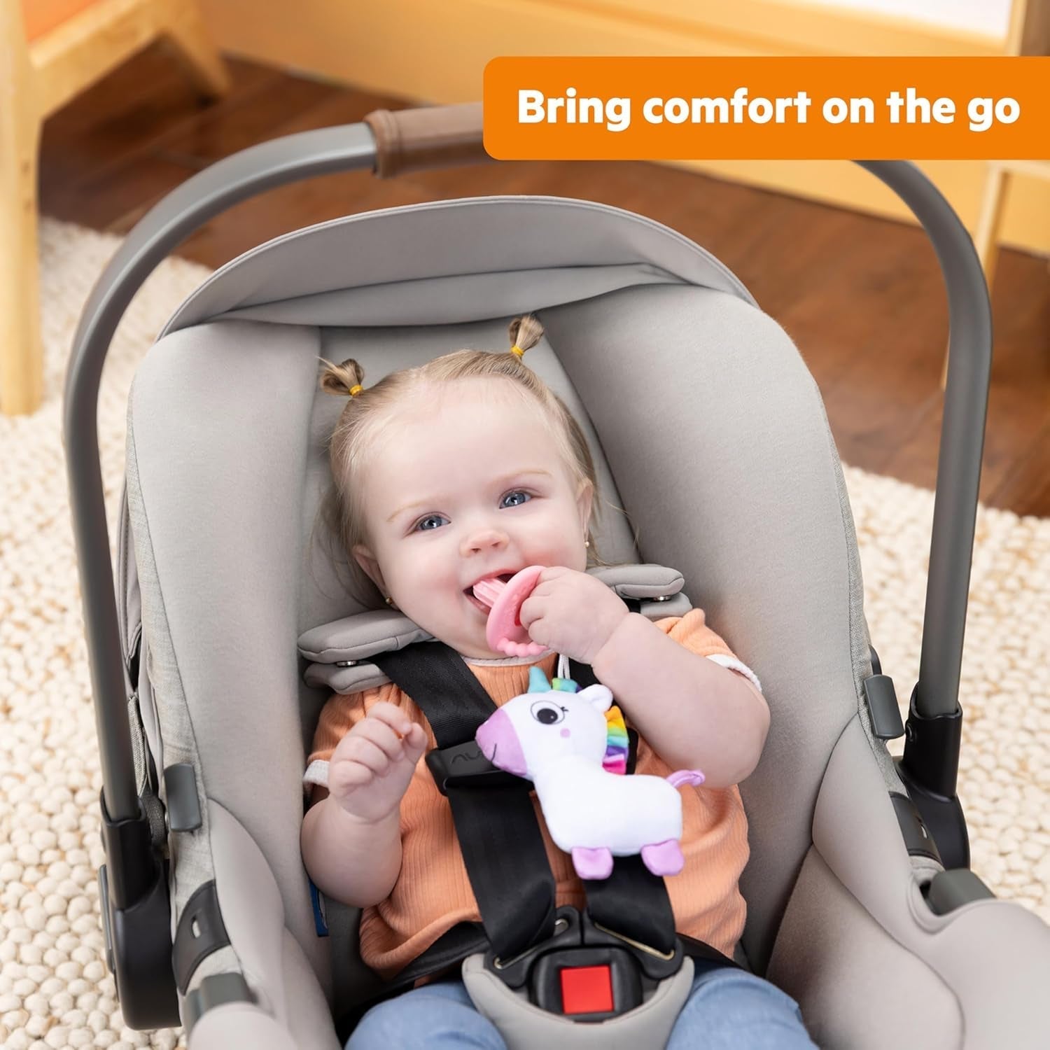 Bright Starts SootheMate Chupete de Peluche, Unicornio - Chupete desmontable con forma de chupete para recién nacidos y niños mayores