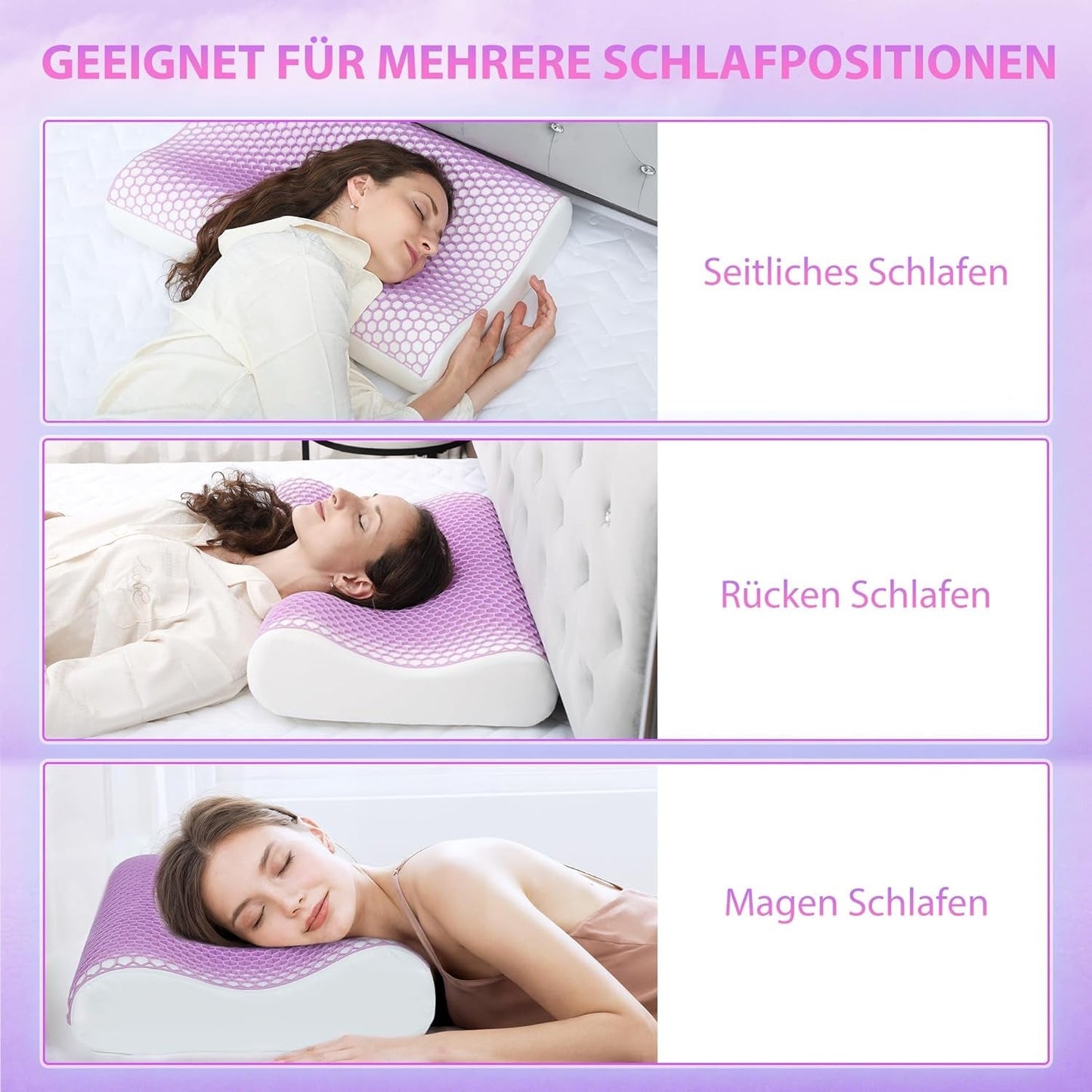 HOMCOM Almohada Viscoelástica Almohada Cervical con Funda Extraíble 2 Alturas Ergonómica 2S Responsive Almohada Cervical para Diferentes Posiciones para Dormir 60x40cm Crema Blanco