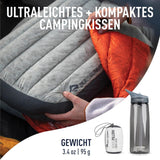 Sea to Summit - Almohada de viaje Eros Down L - Ultraligera e hinchable - Material 10D - Almohada de plumón premium - Antideslizante - Para senderismo y acampada - 42 x 28 x 12 cm - Gris - 95 g Naty Shop Almohadas de viaje