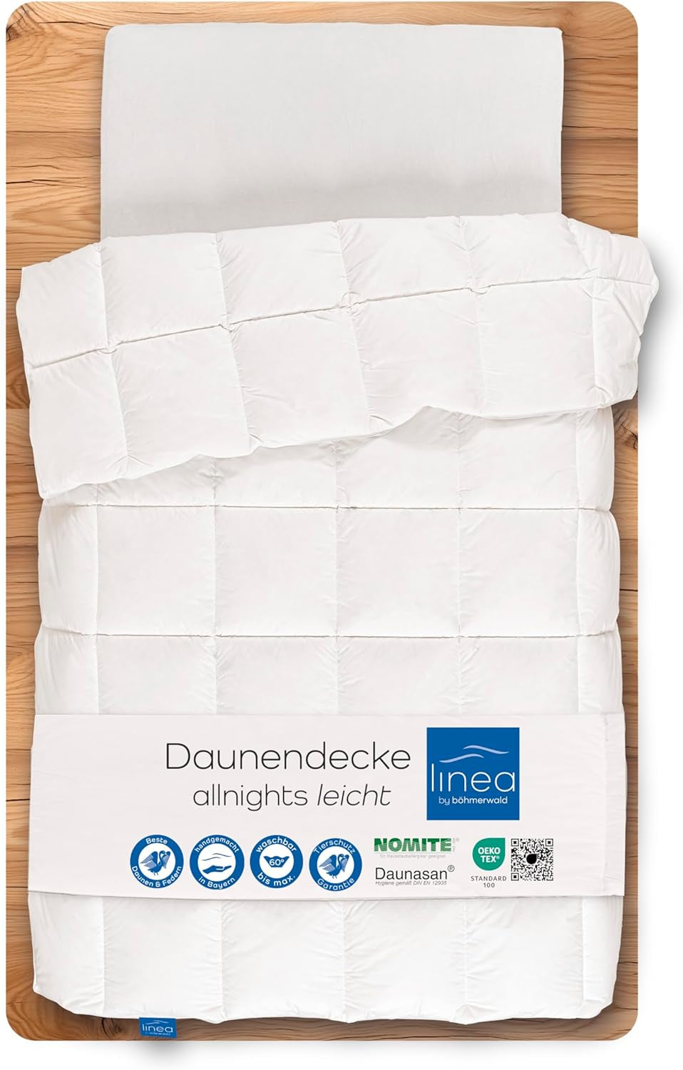Allnights - Edredón ligero confort 135X200 100% plumas y plumón nuevo, apto para alérgicos, lavable hasta 60°C, fabricado en Alemania Edredones y edredones Naty Shop 155 X 220 Cm Clase térmica Light