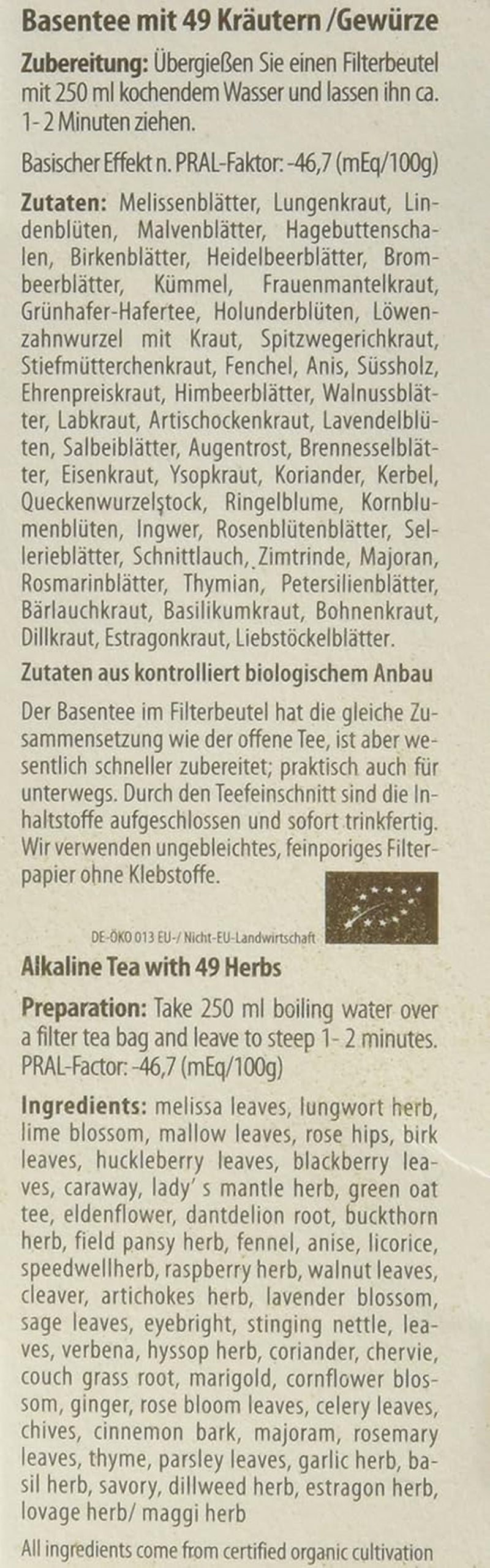 Té básico Droste-Laux con 49 hierbas, 25 piezas (té de hierbas, bolsas filtrantes, té en ayunas o dietético) 120501