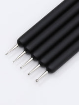 Nagelkunst-Pinsel, 5 piezas, Nailart-Pinsel, Punktierstift-Werkzeuge, Malkunst-Design-Pinsel-Set para Lange Linien, Dünne Details, Feine Zeichnungsgrößen 7/9/11/15/22 mm, negro