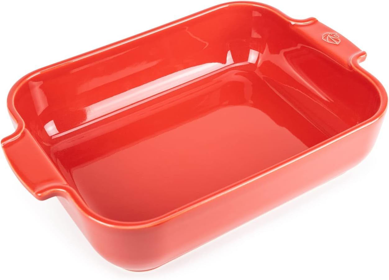 Peugeot Appolia Rechteckige Auflaufform Mit Griffen, Keramik, Schiefer / Grau, 7,2X31X21,7 Cm, Fassungsvermögen: Ca. 2 L, 60060 Moldes y bandejas para horno Naty Shop Rot
