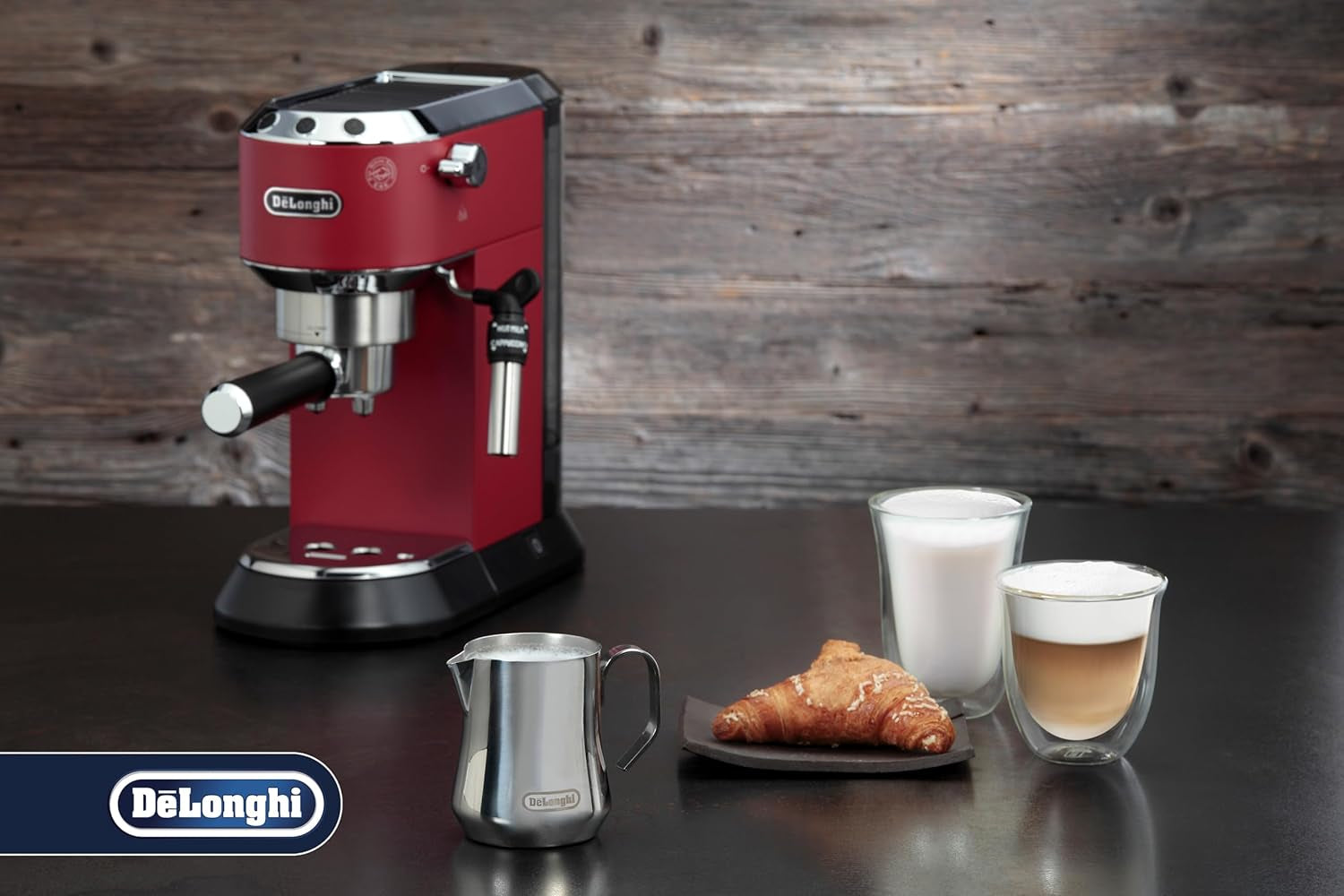 De'Longhi Milk Pitcher DLSC060, jarra de leche para espumar manualmente, mango ergonómico, capacidad 350 ml, acero inoxidable