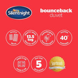 Edredón rebote Silentnight, 13,5 tog, king size, tejido mezcla de algodón, blanco, king size Edredones y edredones Naty Shop