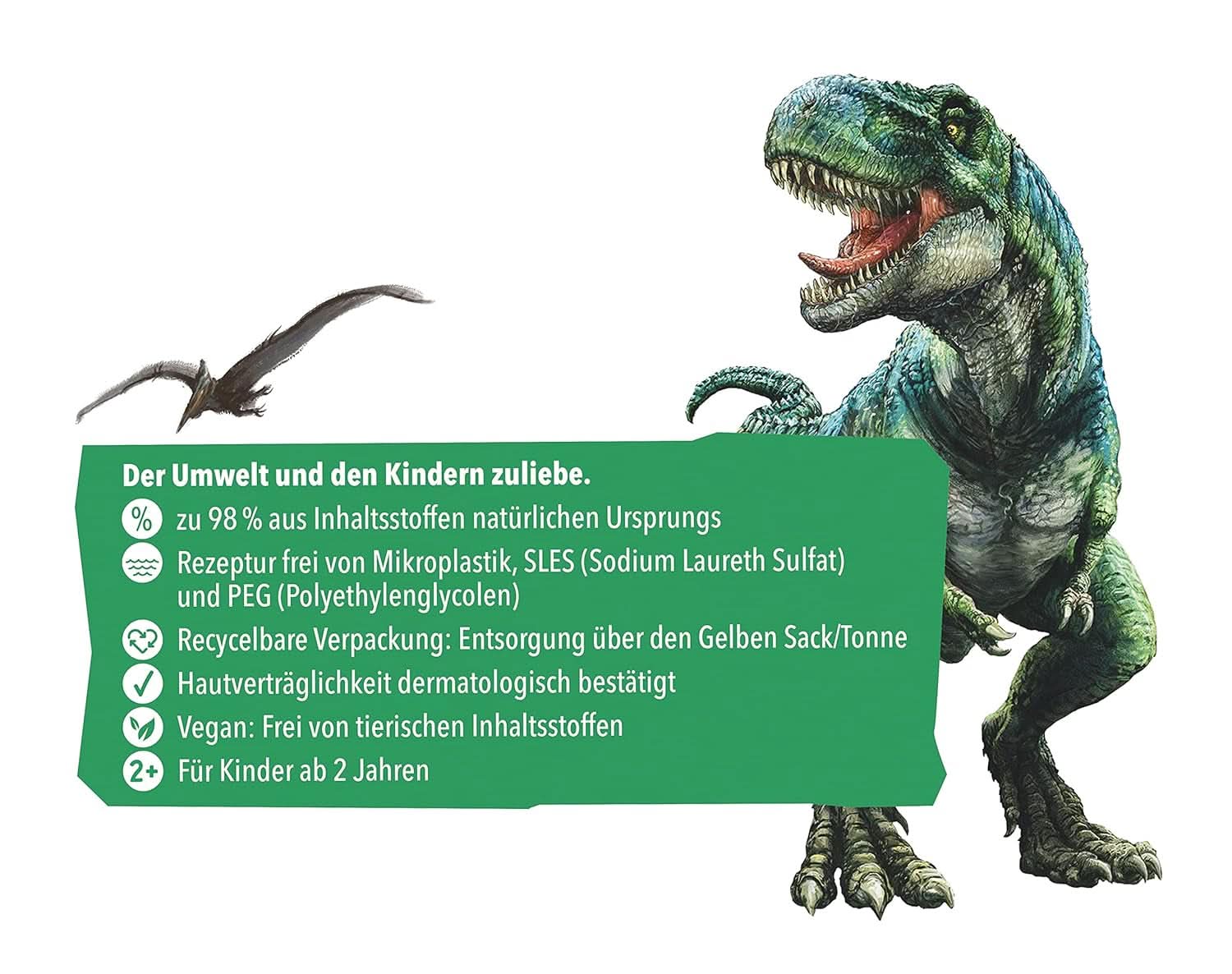 Tetesept Kids Dino - Aditivo de baño para niños, espuma, colorea el agua verde, 40 ml Naty Shop