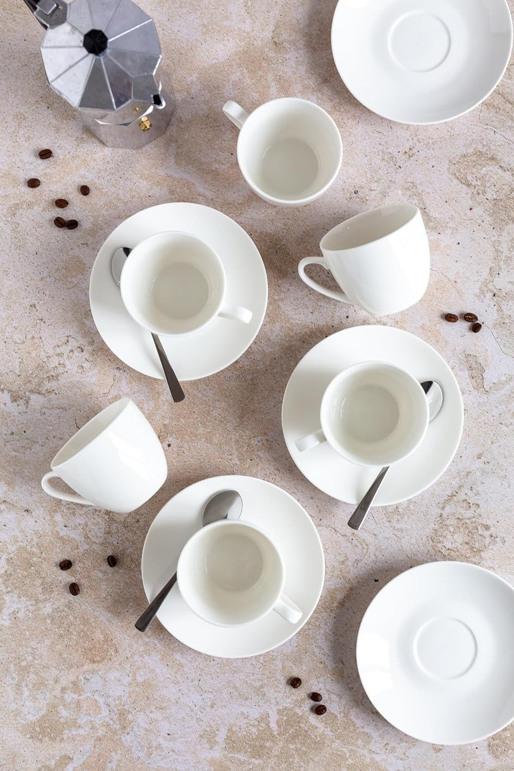 MÄSER 934105 Serie Belmira, Juego de Café Clásico para 6, Juego de Café de 18 Piezas, Atemporal, Elegante, Delicado, Porcelana, Blanco