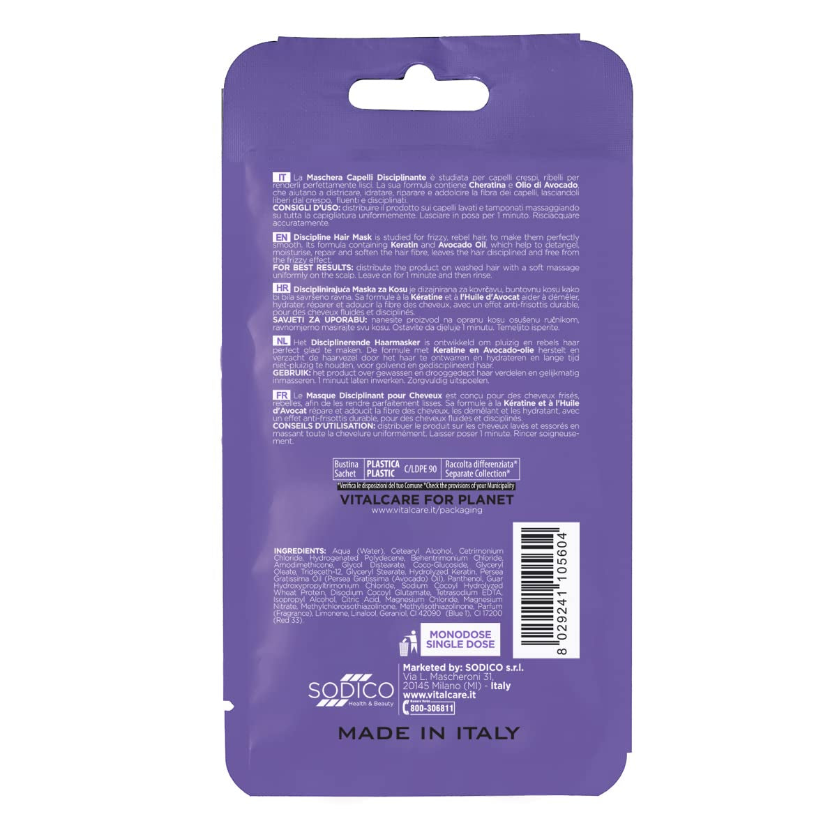 | PRO Smooth - Mascarilla capilar disciplinadora para cabello rizado, rebelde y difícil de alisar con queratina y aceite de aguacate, 25 ml Mascarilla capilar Naty Shop